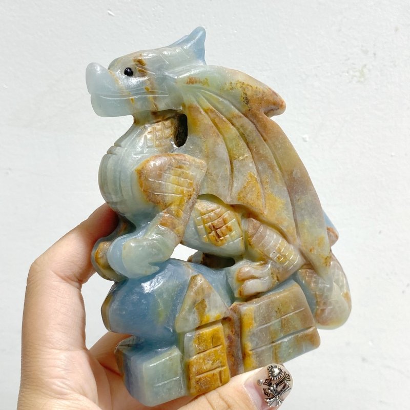 3 Pieces Blue Onyx Flying Dragon Castle Carving(Defect) -Wholesale Crystals