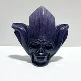 3 Pieces Blue Sandstone Indian Skull Carving - Wholesale Crystals
