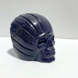3 Pieces Blue Sandstone Indian Skull Carving - Wholesale Crystals