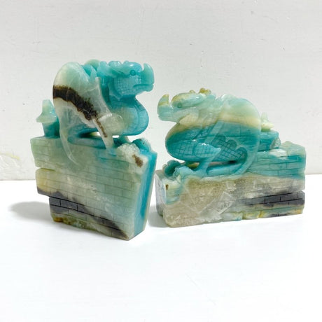3 Pieces Caribbean Calcite Flying Dragon Castle Carving - Wholesale Crystals
