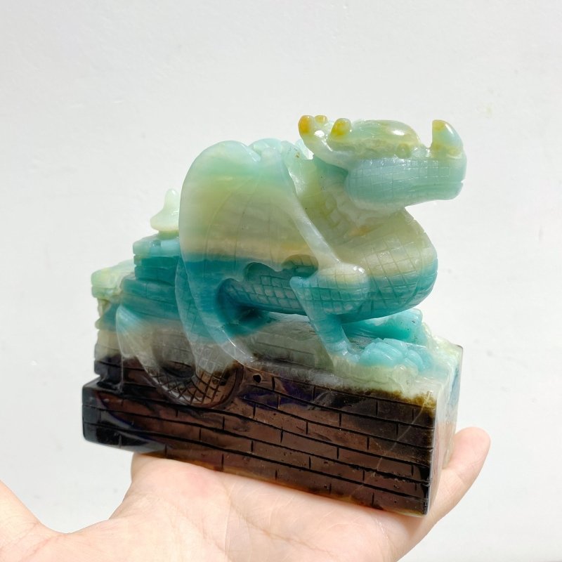 3 Pieces Caribbean Calcite Flying Dragon Castle Carving - Wholesale Crystals