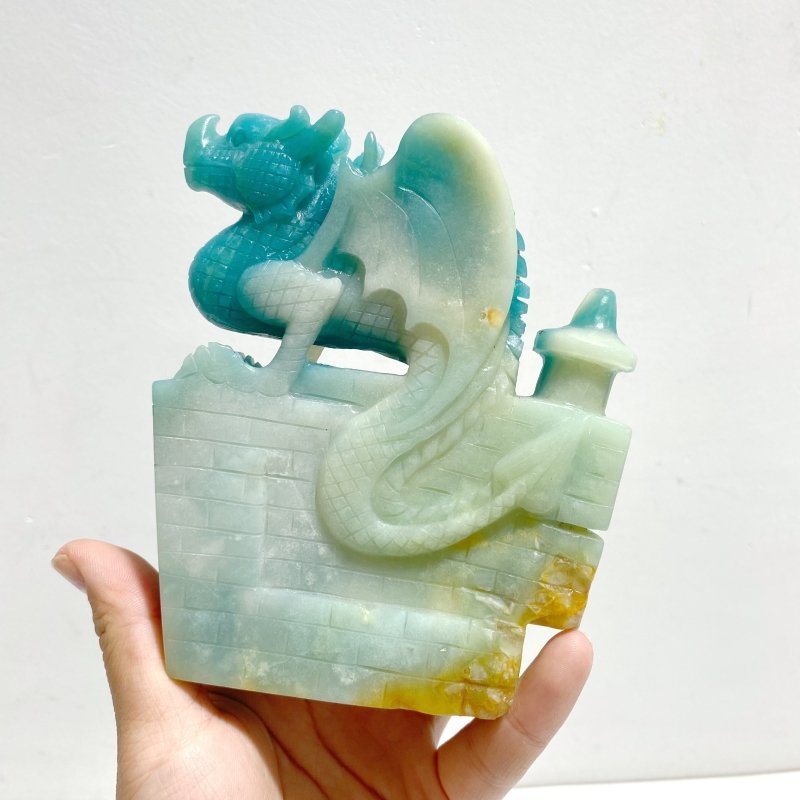 3 Pieces Caribbean Calcite Flying Dragon Castle Carving - Wholesale Crystals