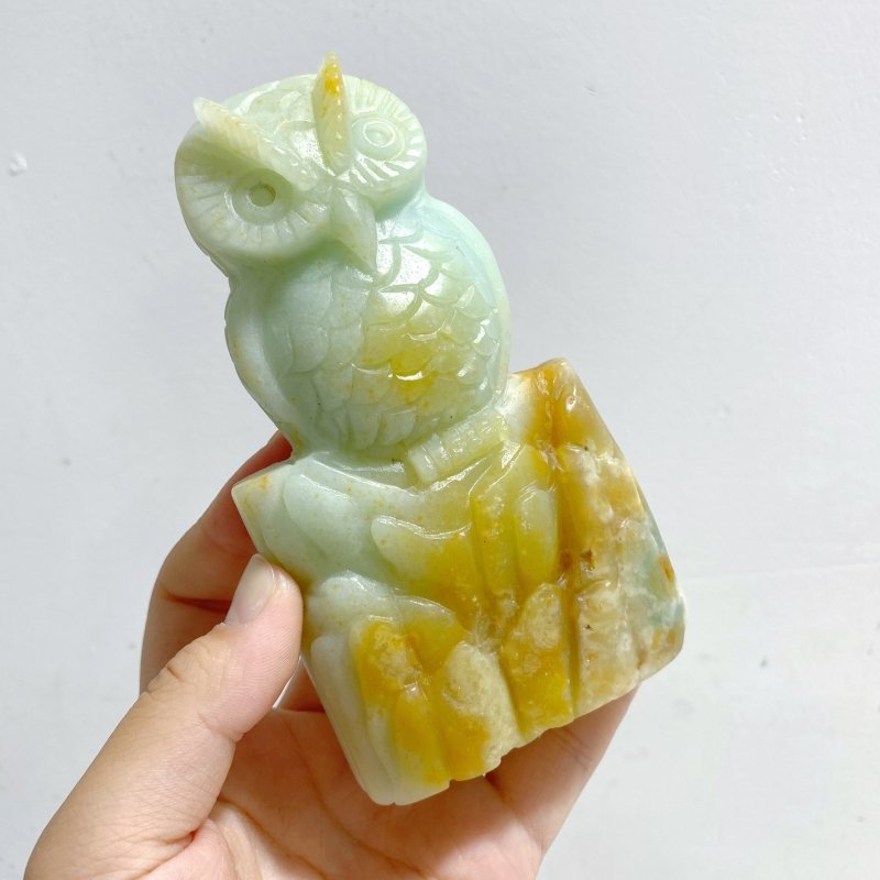 3 Pieces Caribbean Calcite Owl Carving -Wholesale Crystals