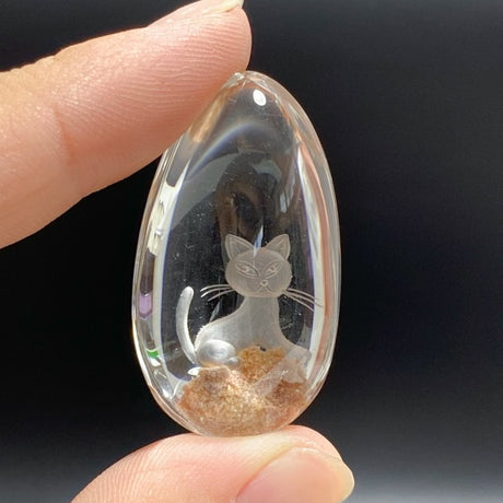 3 Pieces Cat Garden Quartz Inner Scene Carving -Wholesale Crystals