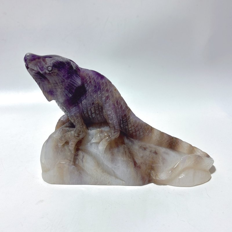 3 Pieces Chevron Amethyst Lizard Carving -Wholesale Crystals