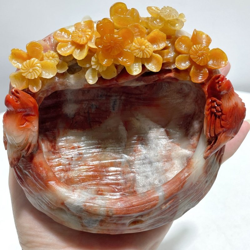 3 Pieces Colorful Jasper Bowl Hand Carving Home Decor - Wholesale Crystals