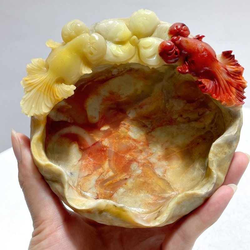3 Pieces Colorful Jasper Bowl Hand Carving Home Decor - Wholesale Crystals