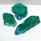 3 Pieces High Quality Beautiful Chrysocolla Mixed Malachite Slab Specimen 8 - Wholesale Crystals