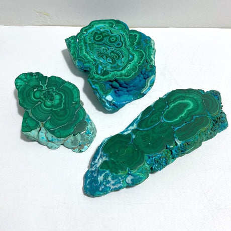 3 Pieces High Quality Beautiful Chrysocolla Mixed Malachite Slab Specimen 8 - Wholesale Crystals