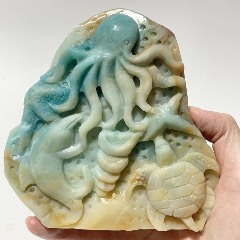 3 Pieces High Quality Caribbean Calcite Sea Animals Carving - Wholesale Crystals