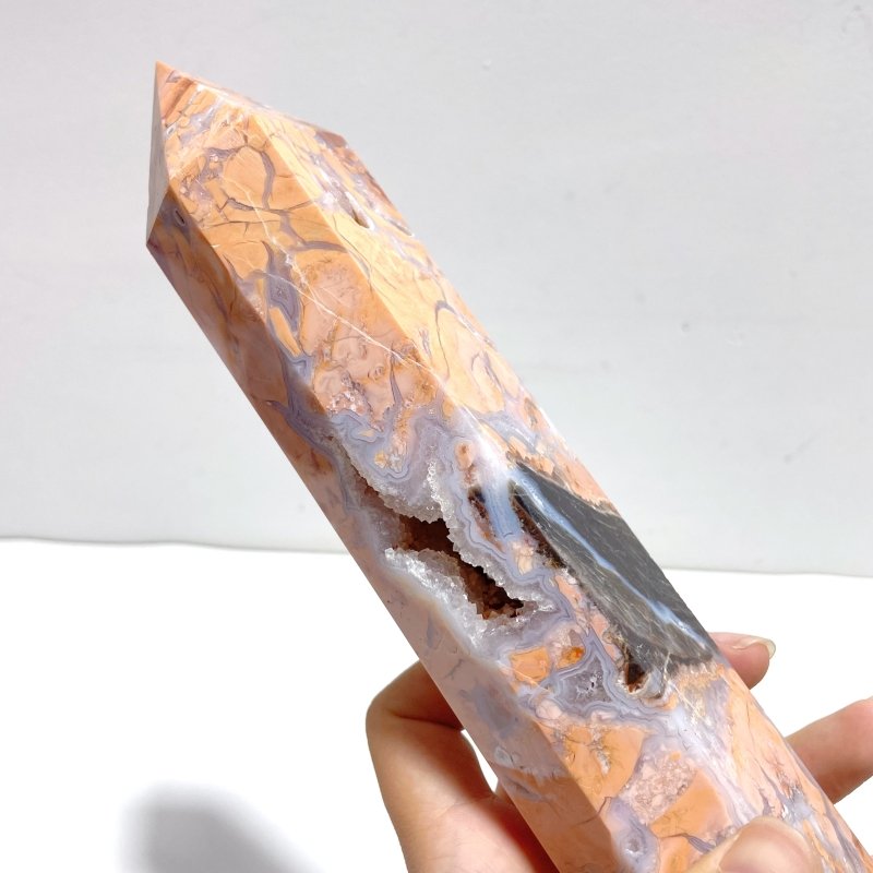 3 Pieces High Quality Large Pink Agate Druzy Geode Tower - Wholesale Crystals