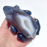 3 Pieces Large Beautiful Geode Druzy Agate Frog Carving - Wholesale Crystals