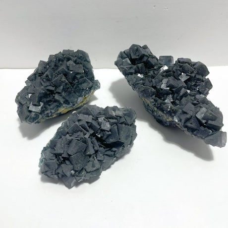 3 Pieces Large Blue Fluorite Mixed Pyrite Raw Stone Specimen - Wholesale Crystals