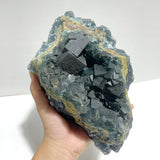 3 Pieces Large Blue Fluorite Mixed Pyrite Raw Stone Specimen - Wholesale Crystals