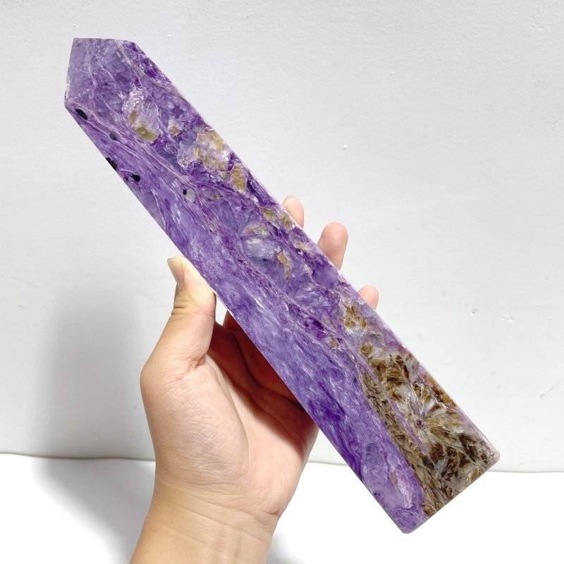 3 Pieces Large Charoite Four - sided Tower Point - Wholesale Crystals