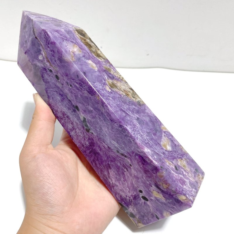 3 Pieces Large Charoite Four - sided Tower Point - Wholesale Crystals