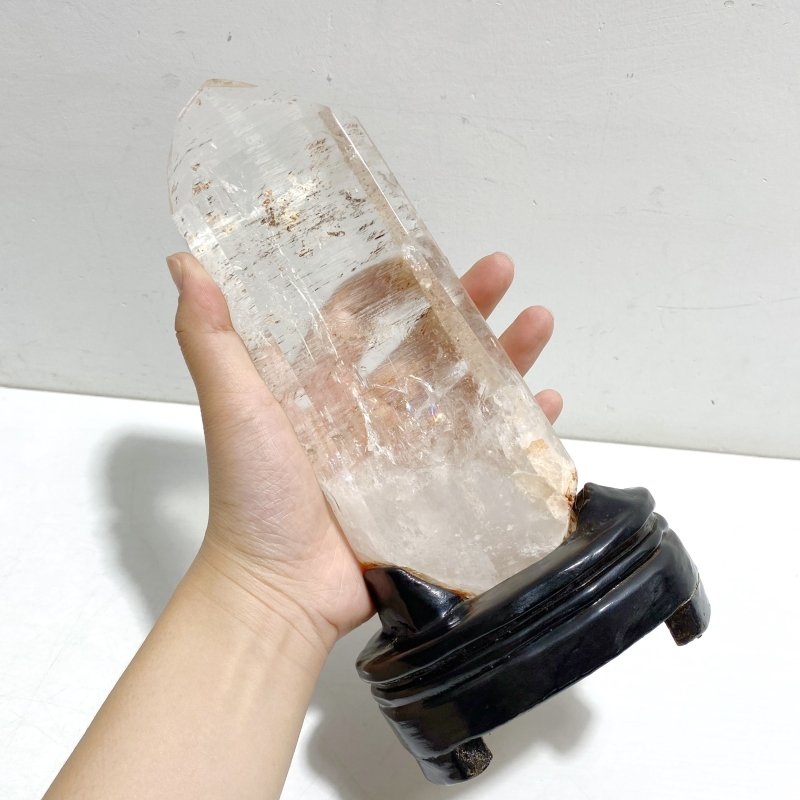 3 Pieces Large Clear Quartz Points With Stand - Wholesale Crystals