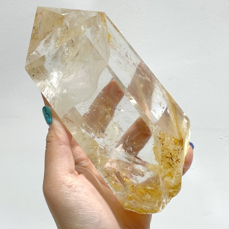 3 Pieces Large Golden Hematoid Quartz Crystal Point Raw Bottom With Rainbow - Wholesale Crystals