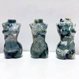 3 Pieces Large Moss Agate Goddess Carving - Wholesale Crystals