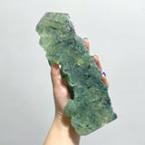 3 Pieces Large Natural Prehnite Tower Raw Side - Wholesale Crystals