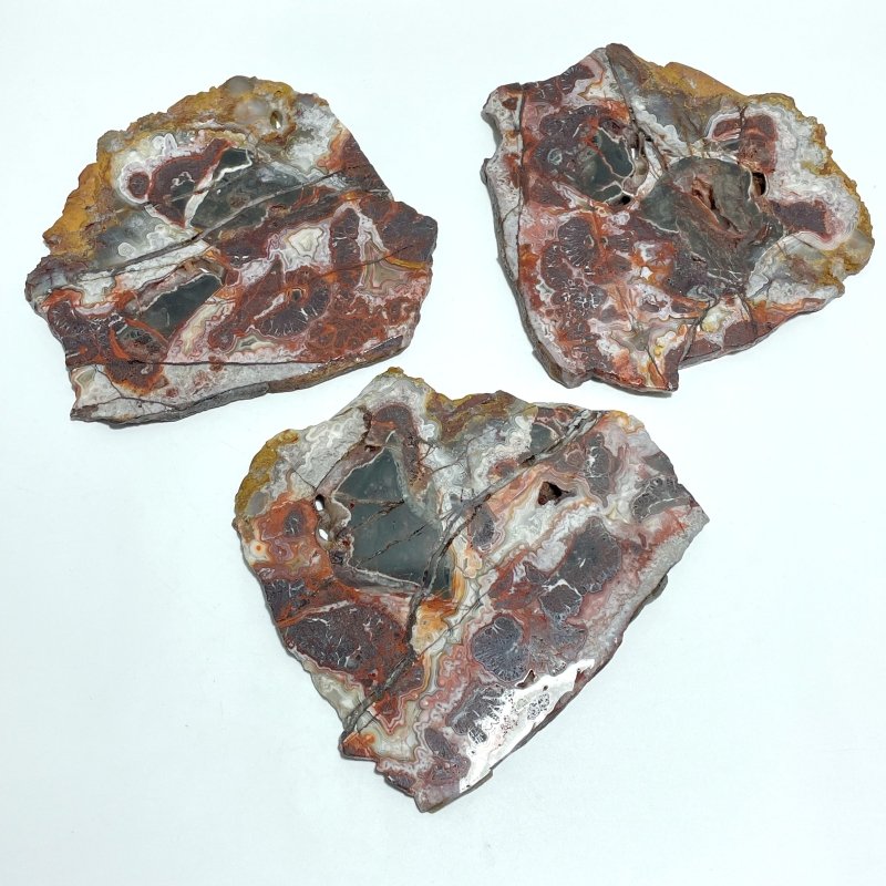 3 Pieces Large Polished Morocco Agate Slab - Wholesale Crystals