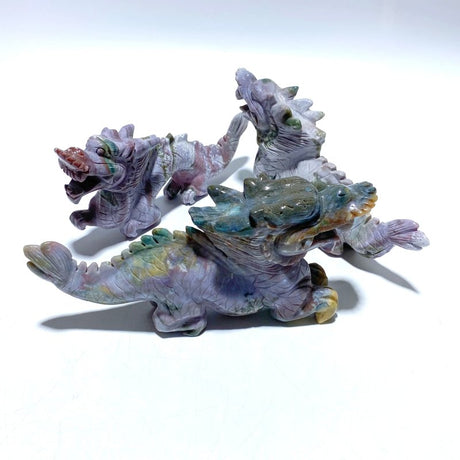 3 Pieces Ocean Jasper China Dragon Carving - Wholesale Crystals