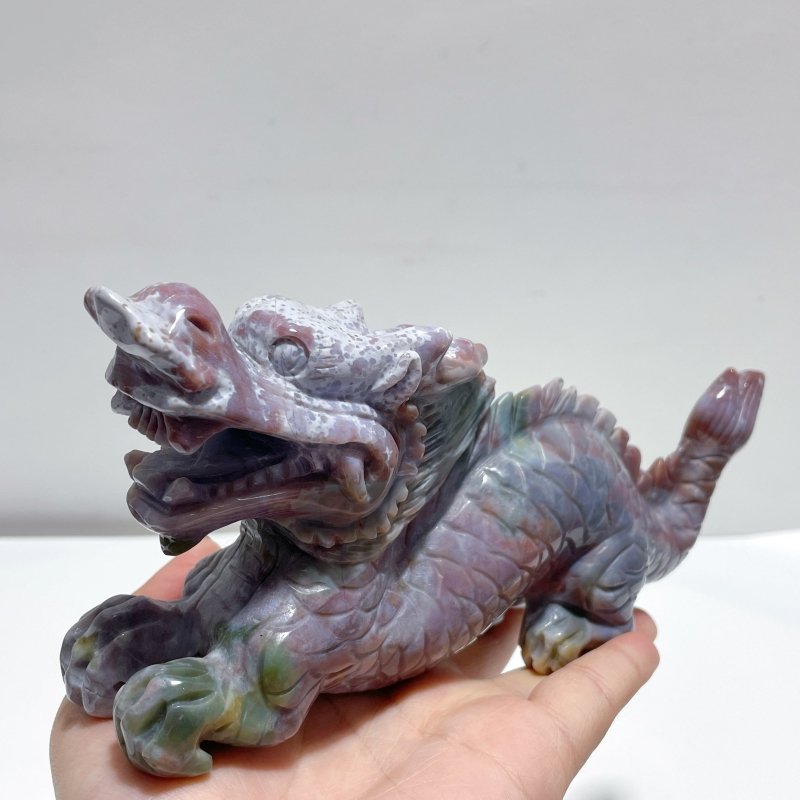 3 Pieces Ocean Jasper China Dragon Carving - Wholesale Crystals