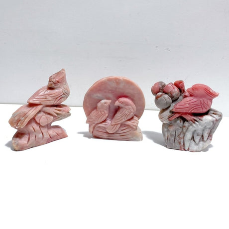 3 Pieces Pink Opal Bird Carving - Wholesale Crystals