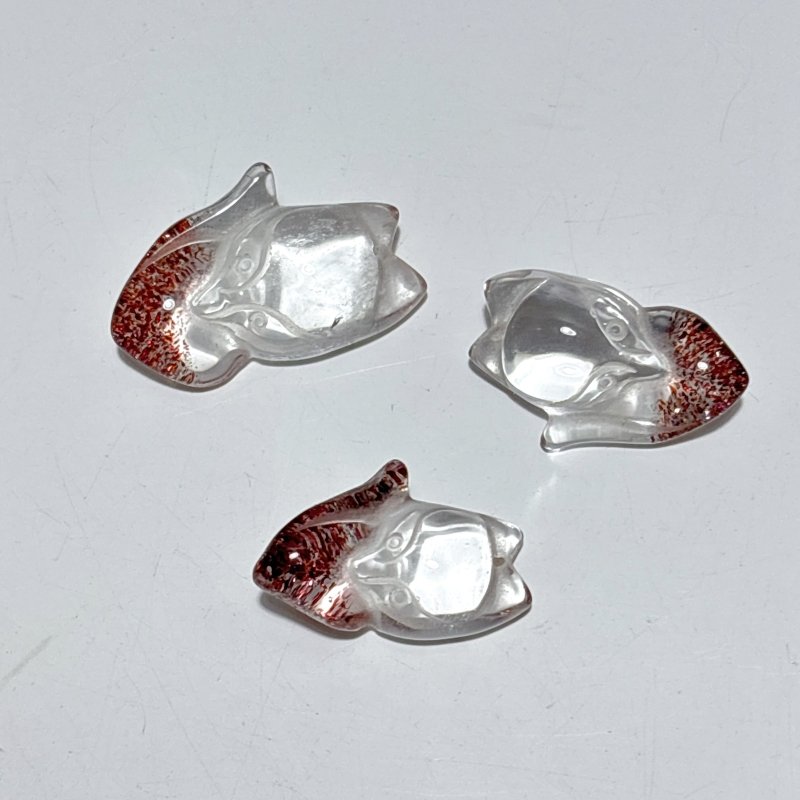 3 Pieces Super 7 Strawberry Quartz Fox Pendant - Wholesale Crystals