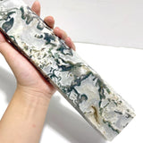 3 Pieces Tall Geode Druzy White Moss Agate Tower Points - Wholesale Crystals