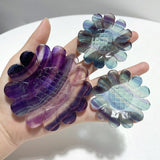 3 Pieces Unique Sunflower Carving With Stand Fire Quartz Fluorite Pink Opal#2 - Wholesale Crystals