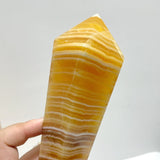 3 Pieces Yellow Calcite Magic Scepter Wand Points With Stand - Wholesale Crystals