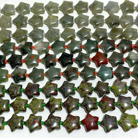 3 Types 1.5CM Drilled Star DIY Beads Strands Wholesale Dragon Blood Stone Labradorite - Wholesale Crystals