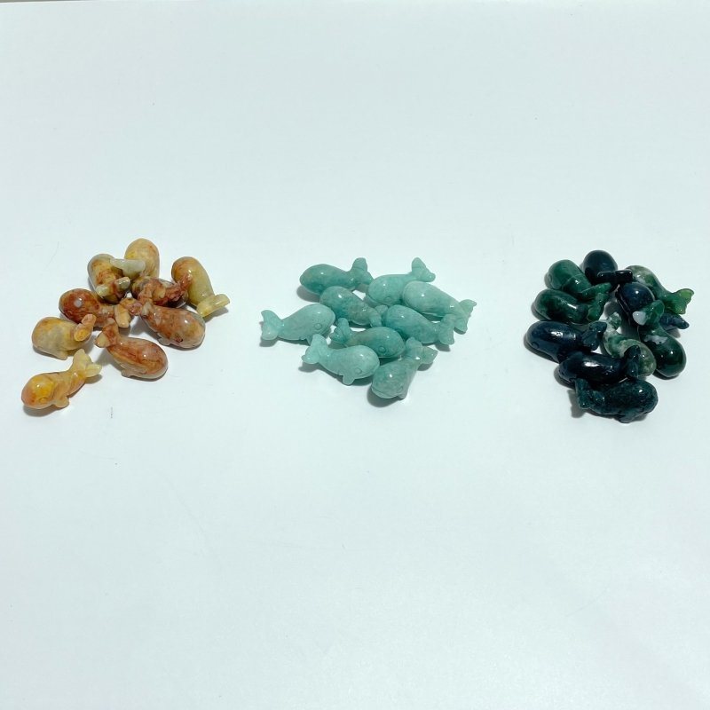 3 Types Whale carving Wholesale Crazy Agate Amazonite Moss Agate - Wholesale Crystals