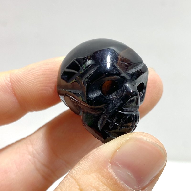 30 Pieces Black Agate Skull Carving - Wholesale Crystals