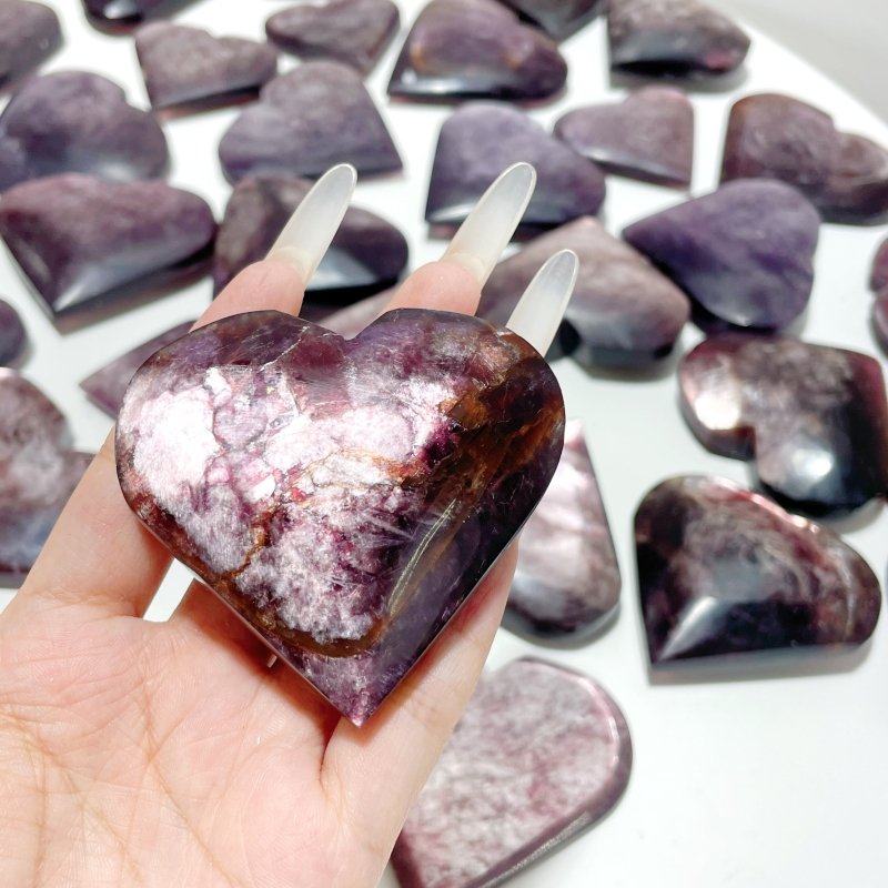 31 Pieces High Quality Flash Lepidolite Heart - Wholesale Crystals