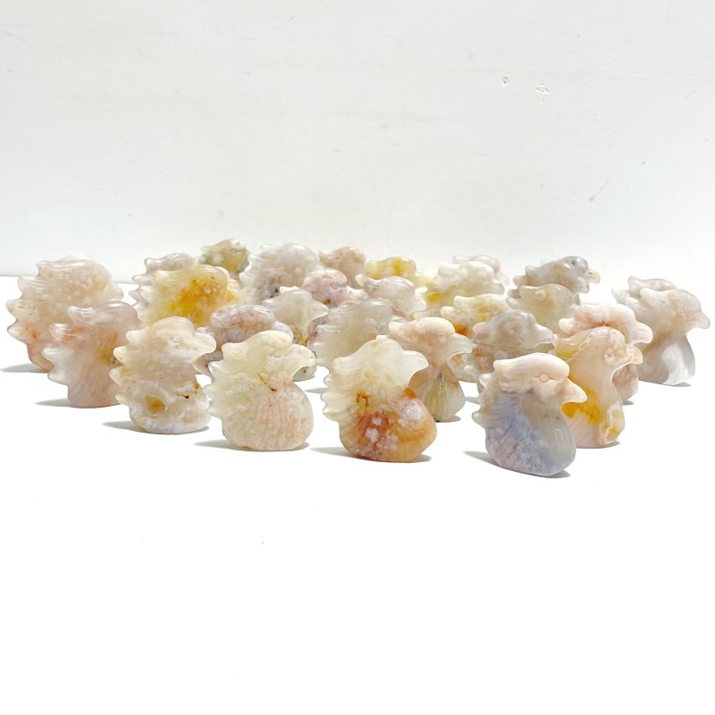 31 Pieces Sakura Flower Agate Eagle Carving - Wholesale Crystals