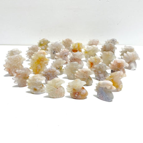 31 Pieces Sakura Flower Agate Eagle Carving - Wholesale Crystals