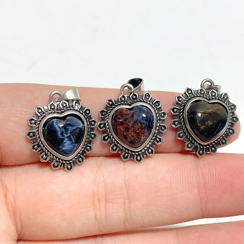 32 Pieces Pietersite Heart Pendant - Wholesale Crystals