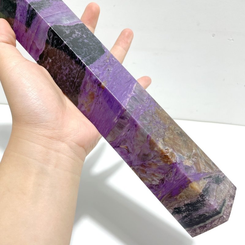33.7CM Large Charoite Four - sided Tower For Collection A02 - Wholesale Crystals