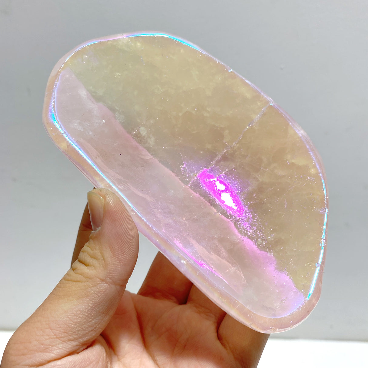 8 Pieces Aura Rose Quartz Bowl Carving