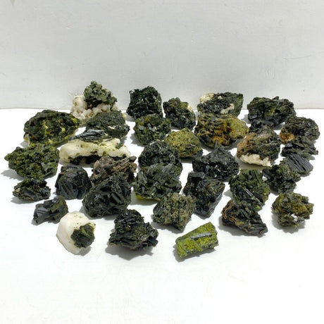 34 Pieces Raw Epidote Stone Specimen For Collection -Wholesale Crystals
