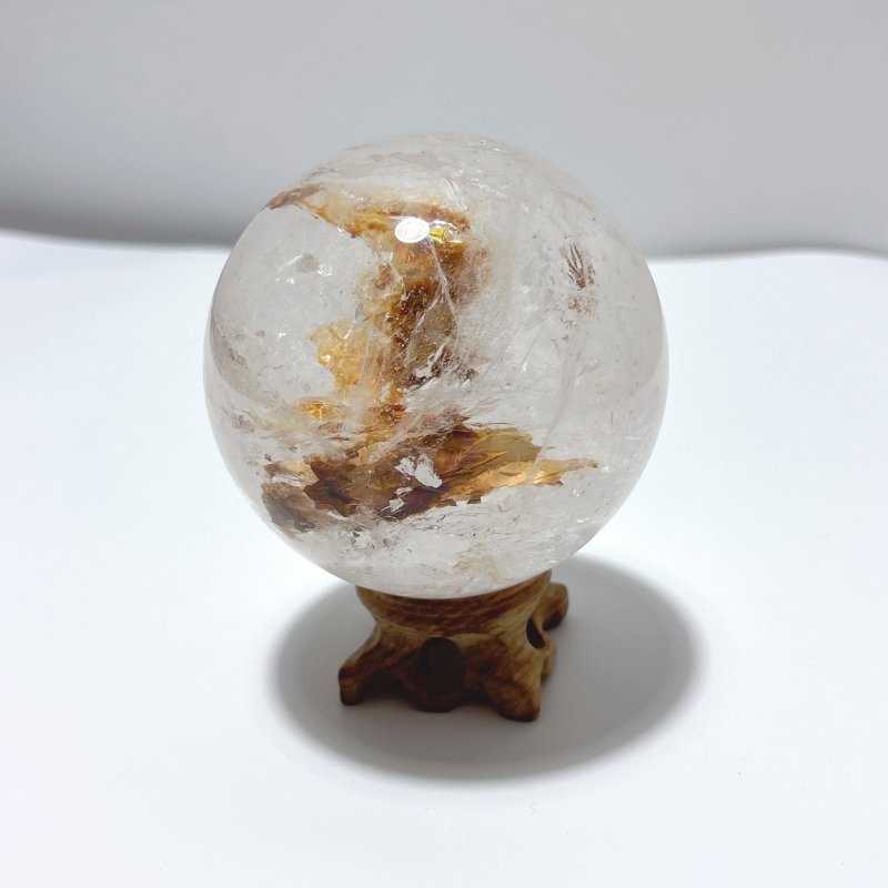 3.4in Fire Quartz Sphere With Moving Bubble Enhydro Quartz - Wholesale Crystals