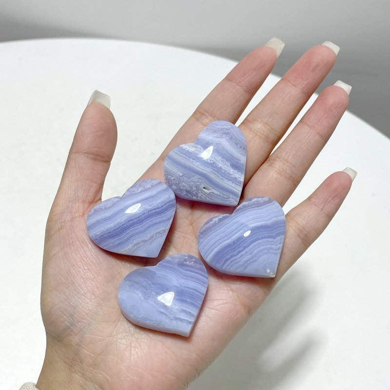 35 Pieces High Quality Blue Lace Agate Heart - Wholesale Crystals