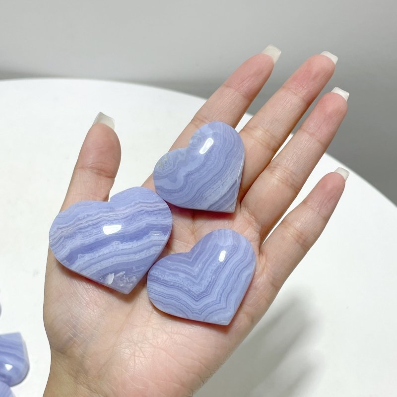 35 Pieces High Quality Blue Lace Agate Heart - Wholesale Crystals