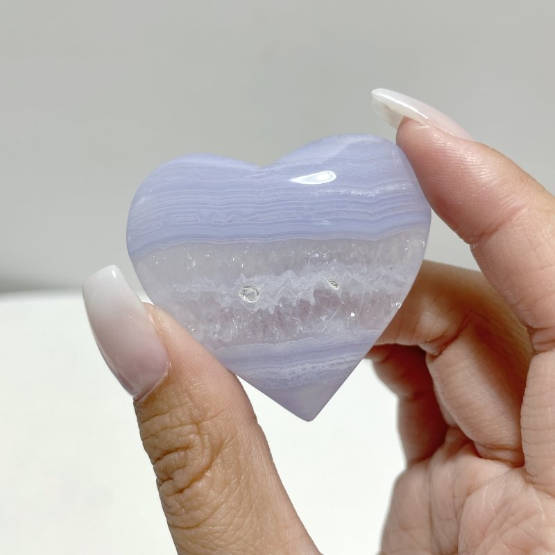 35 Pieces High Quality Blue Lace Agate Heart - Wholesale Crystals