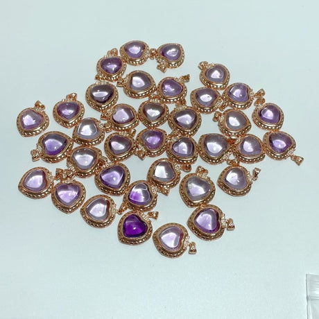 36 Pieces Amethyst Heart Shape Crystal Pendants - Wholesale Crystals