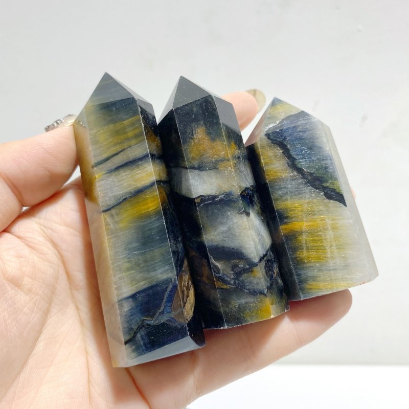 36 Pieces Blue Tiger Eye Mixed Quartz Tower Point -Wholesale Crystals