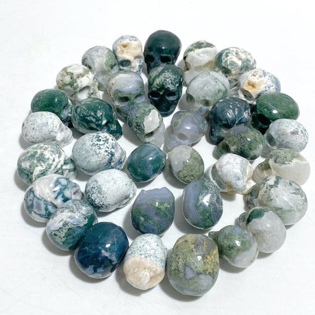 36 Pieces Moss Agate Skull Carving Closeout -Wholesale Crystals
