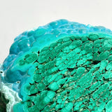 Unique Chrysocolla Mixed Malachite Specimen Raw Bottom With Stand